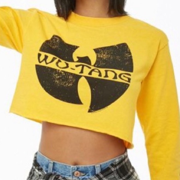 WU-TANG Distressed Print Yellow Long Sleeve Crop Top 🙏❌PRICE FIRM NO OFFERS ❌🙏 - Picture 4 of 12